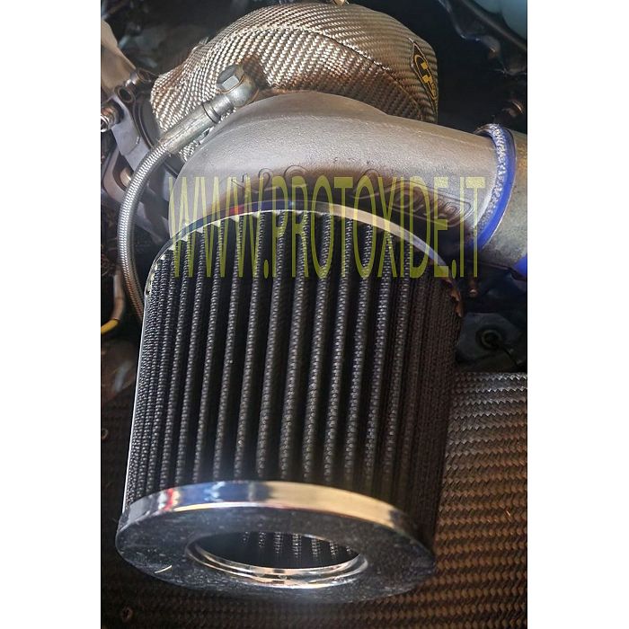 Black bicone air intake filter with 3 different connections up to 102mm ...